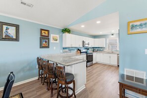 Fridge, microwave, oven, stovetop - Swallow's Nest: Ocean Views | Hot Tub | Dogs OK (Kitty Hawk)