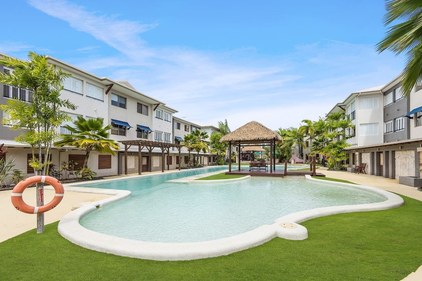 Enjoy a resort-style lifestyle with a stunning. shared lagoon pool amidst well-maintained gardens.