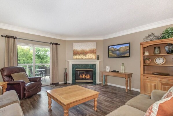 Smart TV, chimenea y reproductor de DVD 