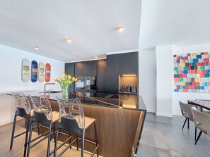 Fridge, microwave, oven, dishwasher