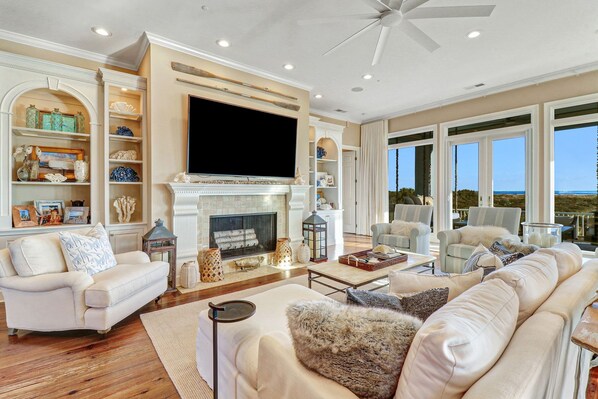 TV, fireplace, offices