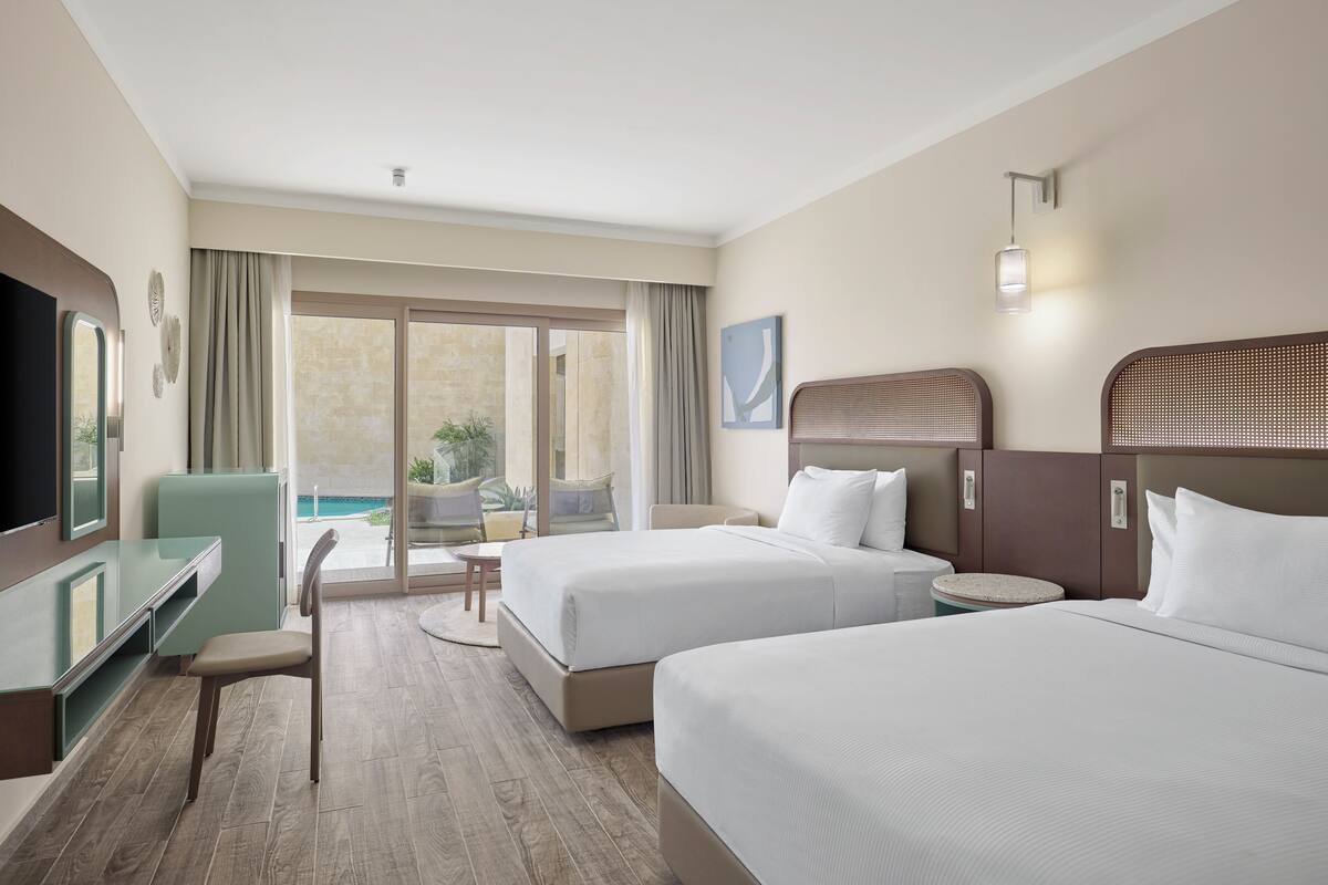 Superior Room with Plunge Pool Access, 2 Double Beds | Premium bedding, down duvets, pillow-top beds, in-room safe
