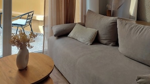 Design Apartment, 1 Queen Bed with Sofa bed, Kitchenette, City View | Living area - Terrazzo City Apts (Heraklion)