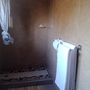 Chambre Standard, vue sur le jardin | Salle de bain | Douche, douche cascade, articles de toilette (gratuits)