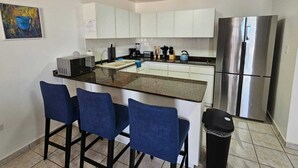 Fridge, microwave, stovetop