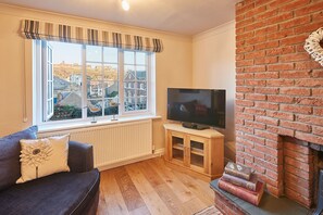 TV, DVD player, books, video library