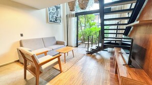 Deluxe Apartment, Garden View | Living area | 42-inch Smart TV with digital channels, Netflix, streaming services - Nook Tulum Luxury Condohotel by Marea (Tulum)