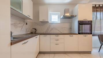 Fridge, oven, stovetop, dishwasher