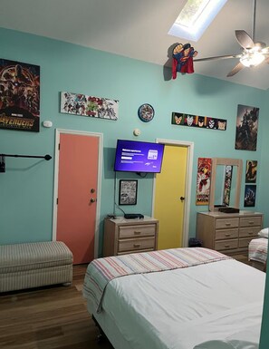 2 bedrooms, desk, iron/ironing board, travel crib