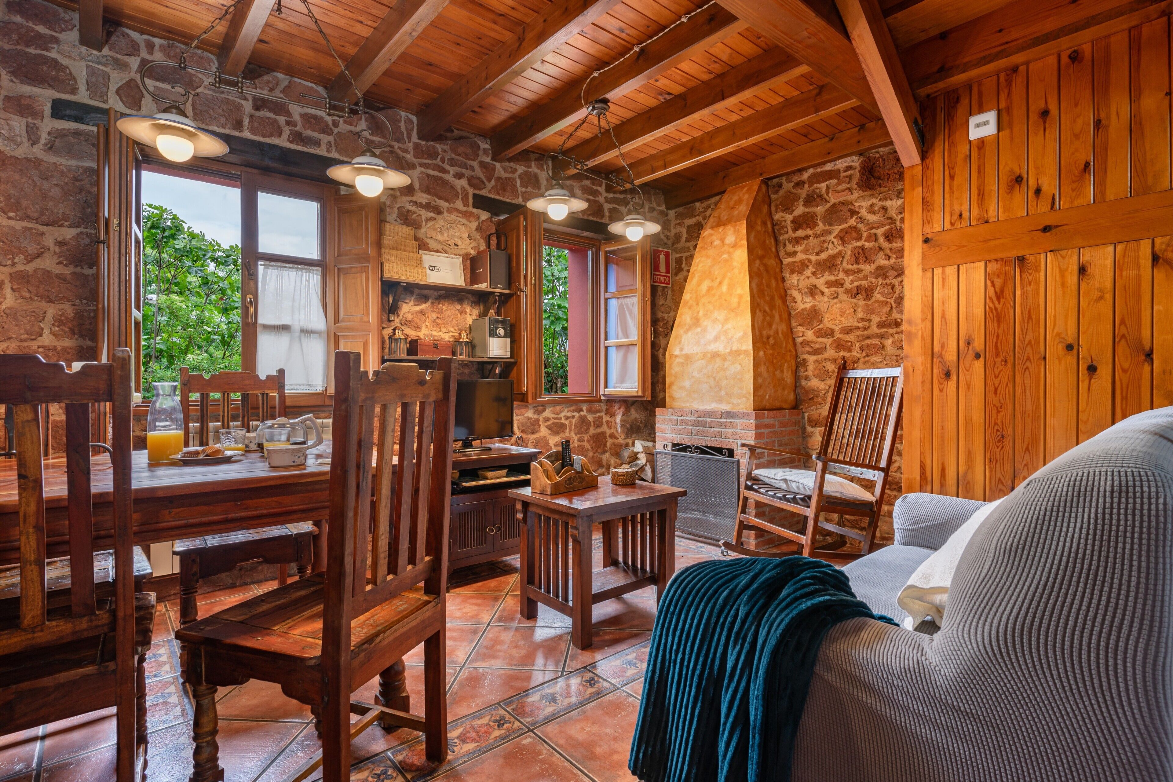 TV, fireplace, DVD player, stereo