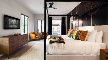 5 dormitorios, tabla de planchar con plancha, cuna de viaje