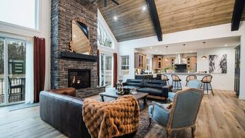 Smart TV, fireplace, video games, books