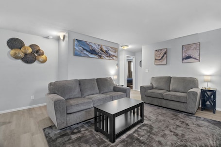 Living area. AC IN UNIT Modern 2 bedroom remodel walking distance to downtown
