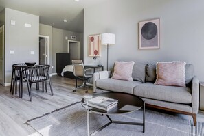 TV, stereo - Happy Oakland 1BR w/ Courtyard & W/D, nr Bakeries & Bars, by Blueground (East Bay)