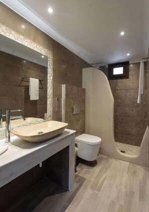 Jetted tub, hair dryer, towels