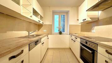 Kühlschrank, Mikrowelle, Herdplatte, Geschirrspüler