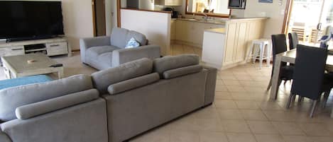 TV, DVD player, stereo