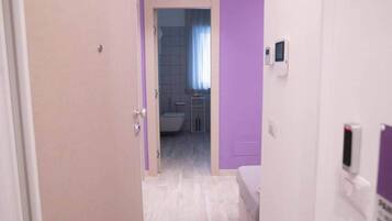 Dusche, Haartrockner, Seife, Toilettenpapier