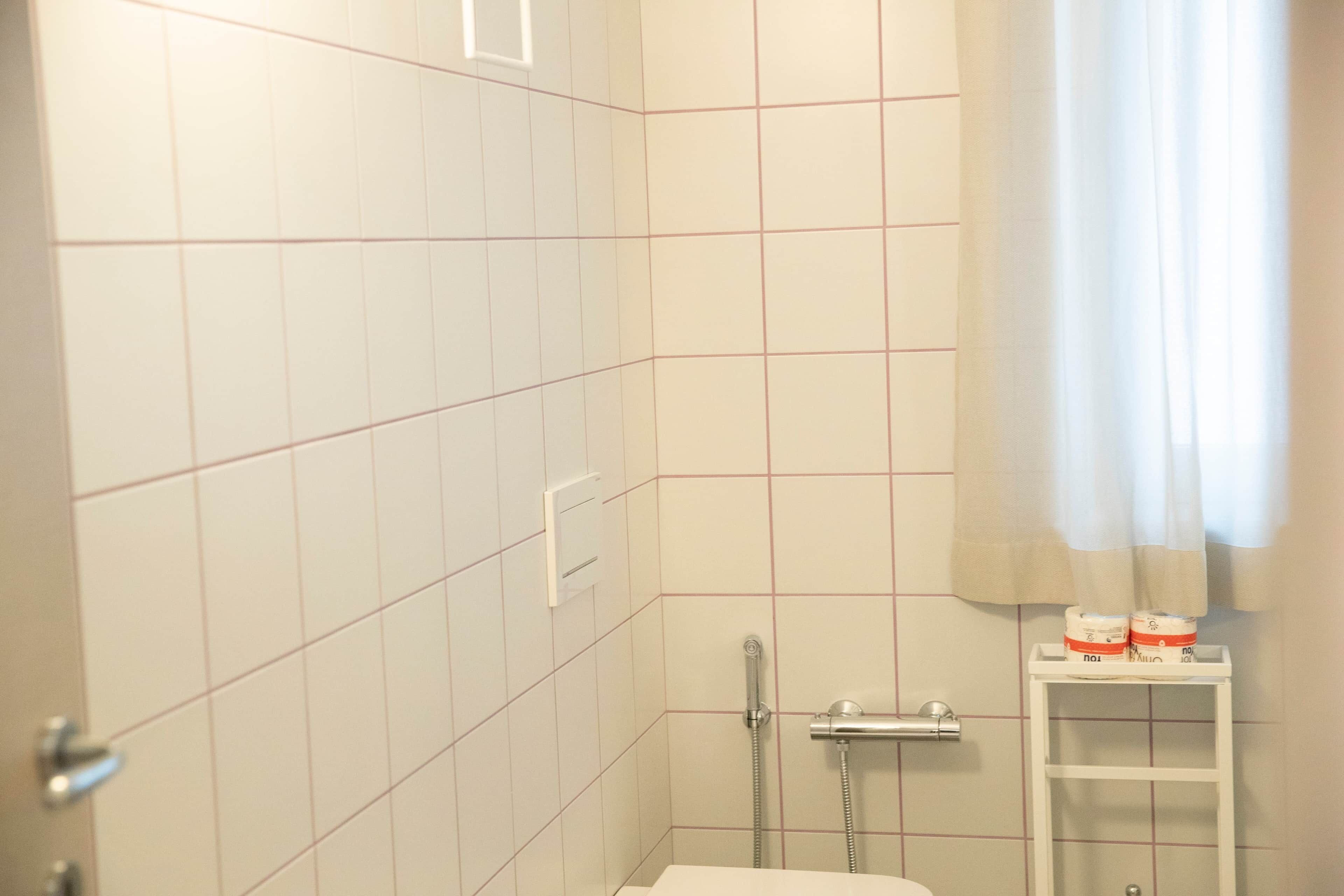 Dusche, Haartrockner, Seife, Toilettenpapier