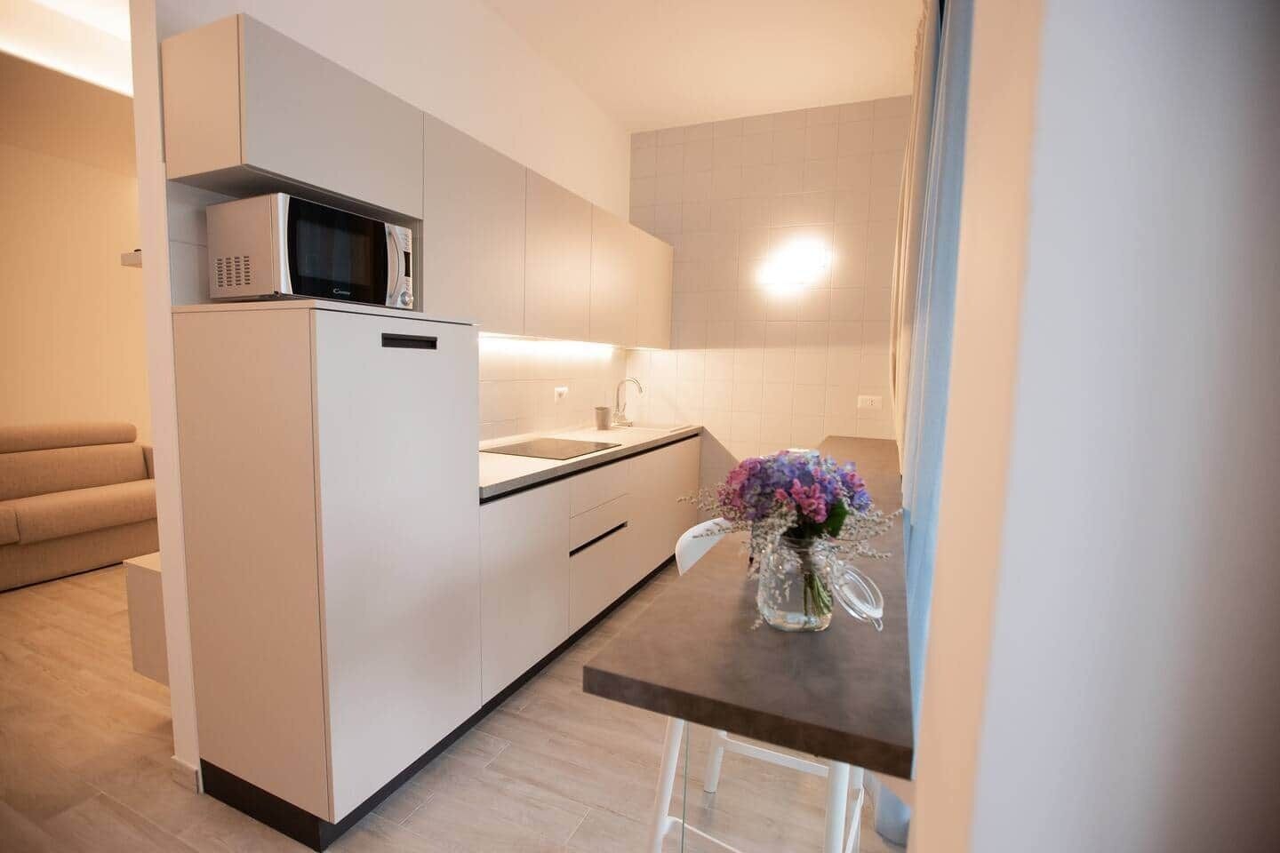 Kühlschrank, Mikrowelle, Herdplatte, Geschirrspüler