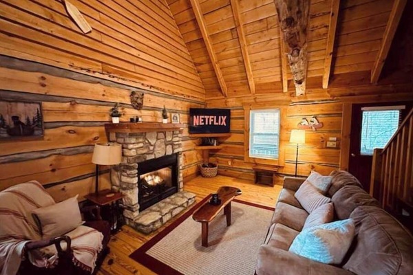 Spacious living room with plenty of seating.