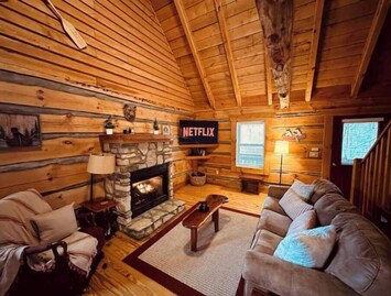 Spacious living room with plenty of seating.