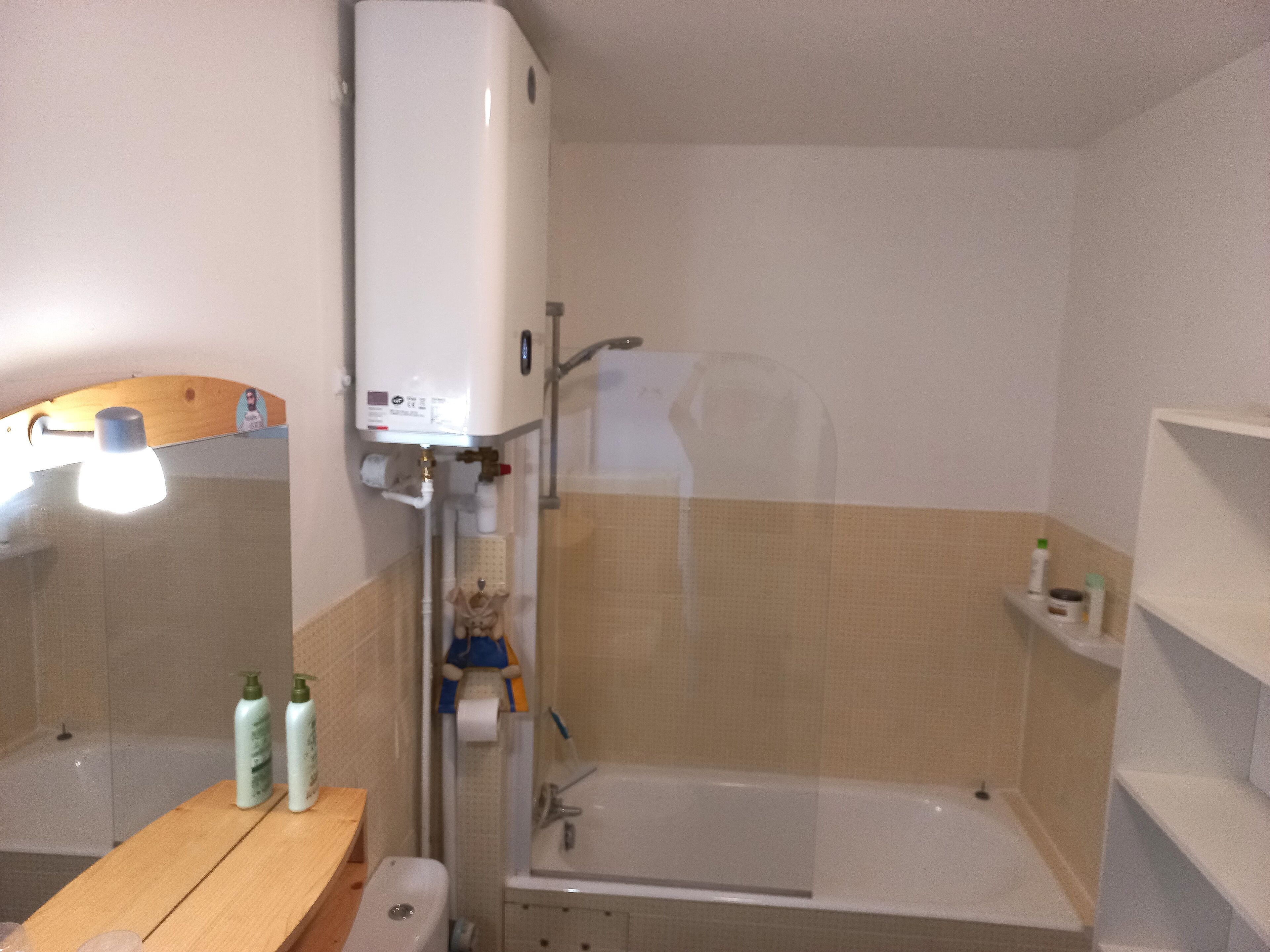 Sèche-cheveux, savon, shampoing, papier toilette