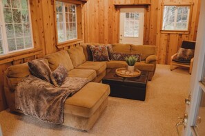 Smart TV, fireplace, video games, DVD player