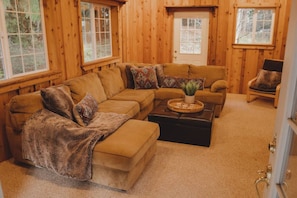 Smart TV, fireplace, video games, DVD player