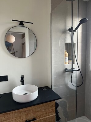 Shower, hair dryer, soap, toilet paper - Appartement typiquement parisien, sécurisé et central ! (Paris)