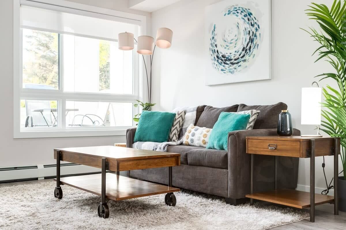 TV, fireplace, books, offices