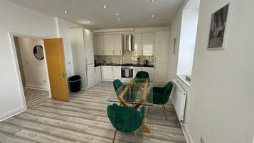 Apartment | Private kitchen | Fridge, microwave, oven, stovetop