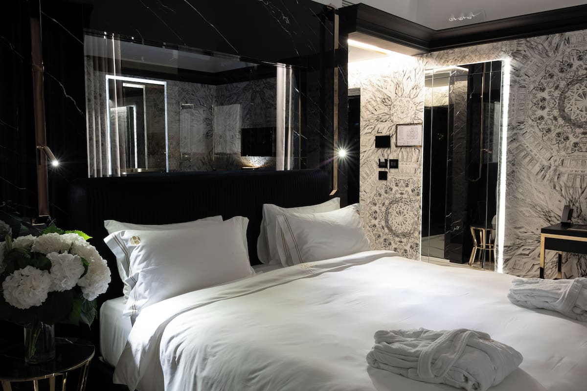 Egyptian cotton sheets, premium bedding, down duvets, memory-foam beds