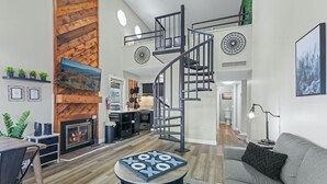 Condo, Multiple Beds, Balcony, Mountain View (The Loft) | Living area | 42-inch flat-screen TV with digital channels, fireplace - The Loft Picturesque Condo for 6 w/ Epic Views! (Gatlinburg)