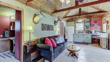 Cottage, 1 Tempat Tidur Double dengan tempat tidur Sofa, patio | Area keluarga | Televisi layar datar 42-inci dengan saluran TV digital