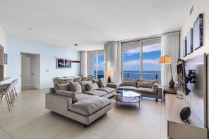 Condo, Multiple Beds, Balcony, Ocean View (Vista Point Retreat) | Living area | 50-inch flat-screen TV with digital channels - Luxury Penthouse! 4 BDR With Resort Amenities (Hollywood)