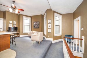 Condo, 2 Queen Beds, Fireplace, City View | Living area | TV, fireplace