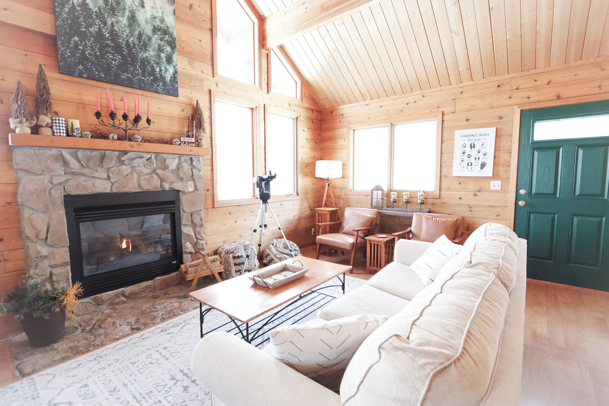 House, Multiple Beds, Balcony, Mountain View (Lookout Lodge) | Living area | 42-inch flat-screen TV with digital channels, fireplace