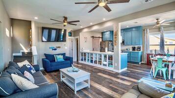 House, Multiple Beds, Patio, Ocean View (A Wave From it All) | Living area | 50-inch flat-screen TV with digital channels