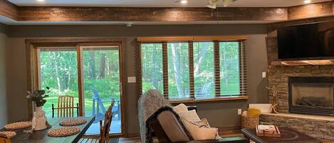 Televisión y chimenea