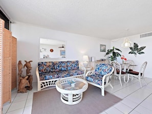 Condo, 1 King Bed, Balcony, Partial Ocean View (Kolu Honu) | Living area | 42-inch flat-screen TV with digital channels
