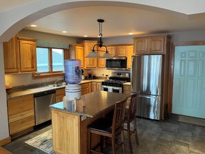 Fridge, microwave, oven, stovetop - Lakefront Home w/ Sunset Views. New to Rental Market! Pontoon Rental Available.  (Plainwell)