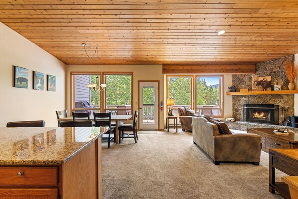 Una Smart TV, una chimenea, un reproductor de DVD, libros