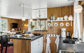 Kühlschrank, Herdplatte, Wasserkocher mit Kaffee-/Teezubehör