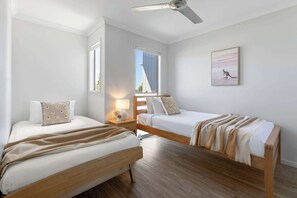 3 bedrooms, desk, iron/ironing board, travel crib