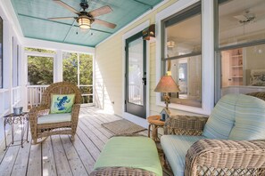 Terrace/patio - Lagoon view with private crofter centered on island close to amenities! (Bald Head Island)