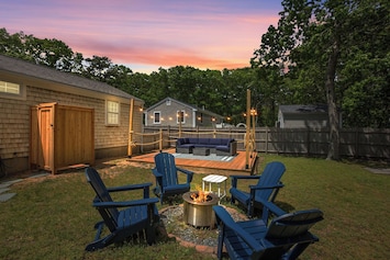 Golden hour sets, string lights flicker, and the fire pit crackles—this is where cozy evenings turn into core memories. Whether it’s s’mores with the kids or wine with friends, our backyard was made for moments like these.