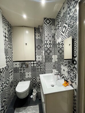 Séchoir à cheveux, serviettes fournies, savon, shampooing