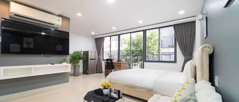 Suite Studio Luxe | 1 chambre, literie de qualité supérieure, couette en duvet d'oie, bureau