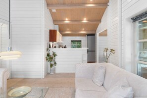 Living area - summer cottage with jacuzzi and sauna (Faxe Ladeplads)